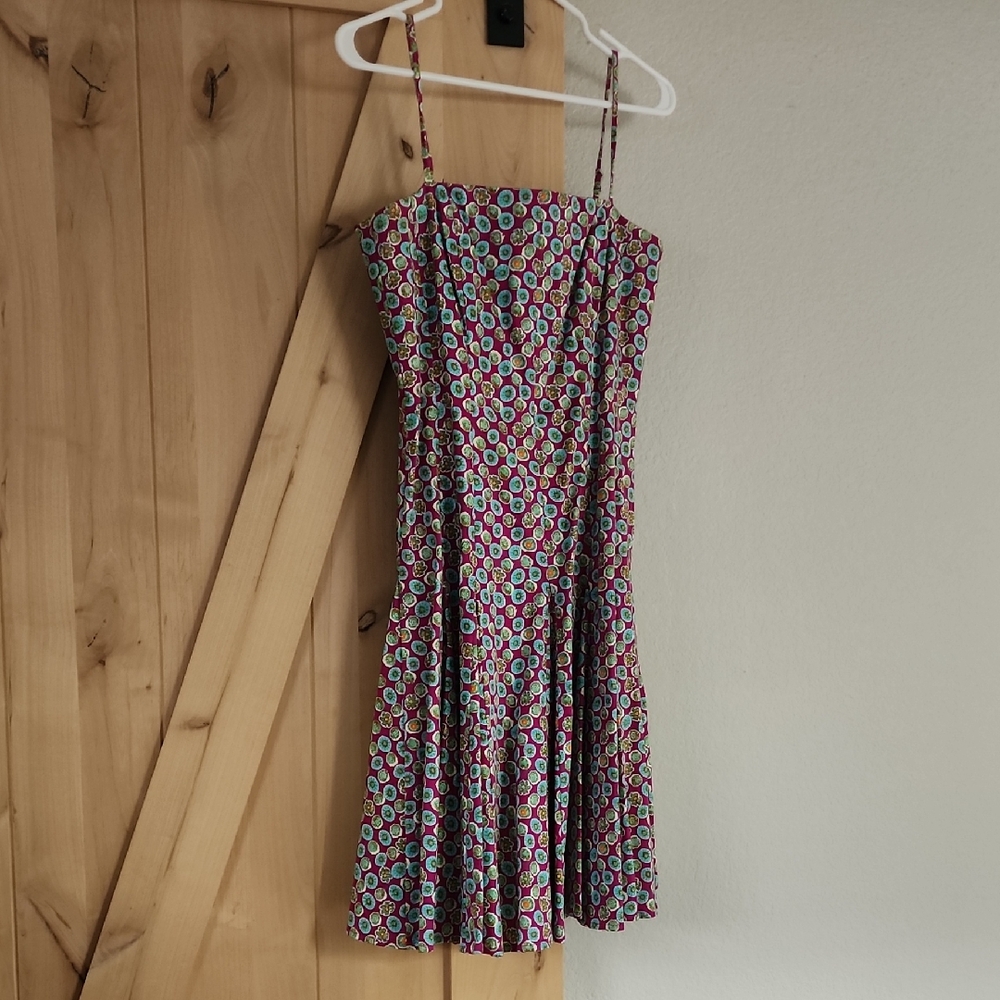 Nine West Strapless Dress with Red and Blue Floral Pattern